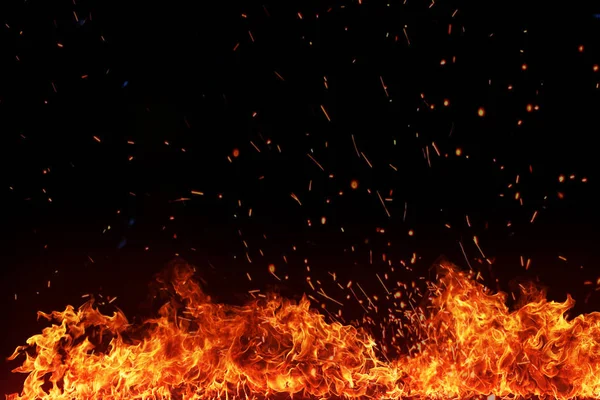 Konsistens av brand på en svart bakgrund. — Stockfoto