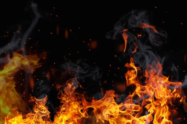 Textuur van brand op een zwarte achtergrond. — Stockfoto