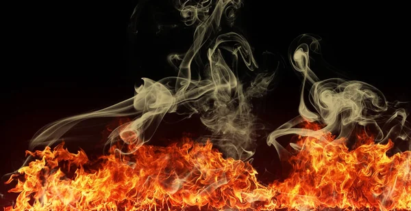 Texture of fire on a black background. — Stock Photo, Image