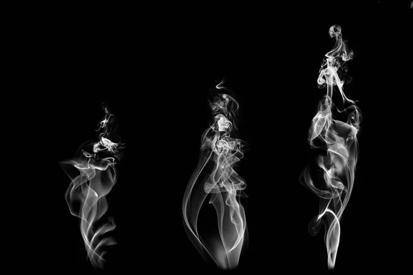 White smoke isolated on black background — Stock Photo, Image