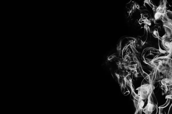 White smoke isolated on black background — Stock Photo, Image