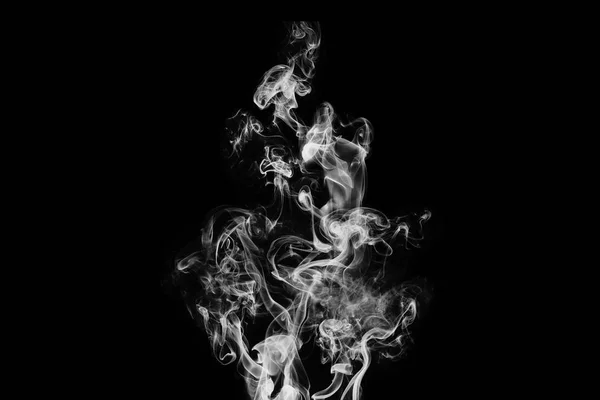 White smoke isolated on black background — Stock Photo, Image