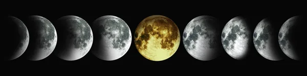 NASA. Cyclus van de maan. Een cirkel van de groeiende maan. — Stockfoto