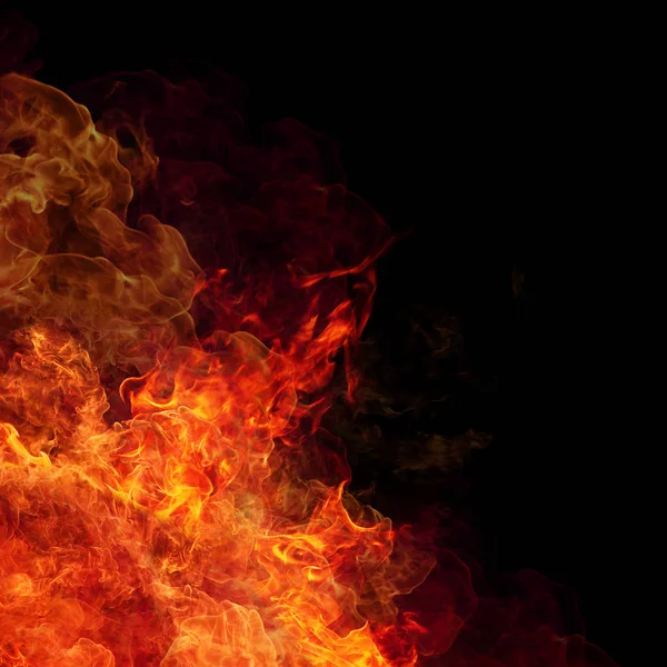 Firestorm Texture Black Background Shot Flying Fire Sparks Air — Stock Photo, Image