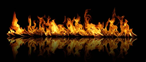 Firestorm Texture Black Background Shot Flying Fire Sparks Air — Stock Photo, Image