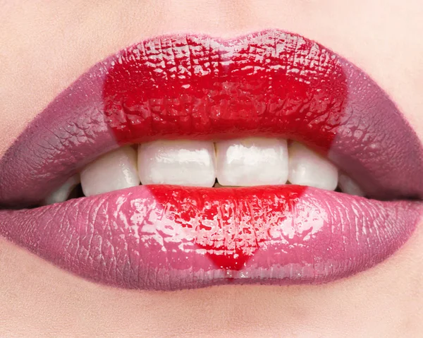 Das Herz Besteht Aus Lippenstift Auf Den Lippen Valentin Tageskarte — Stockfoto