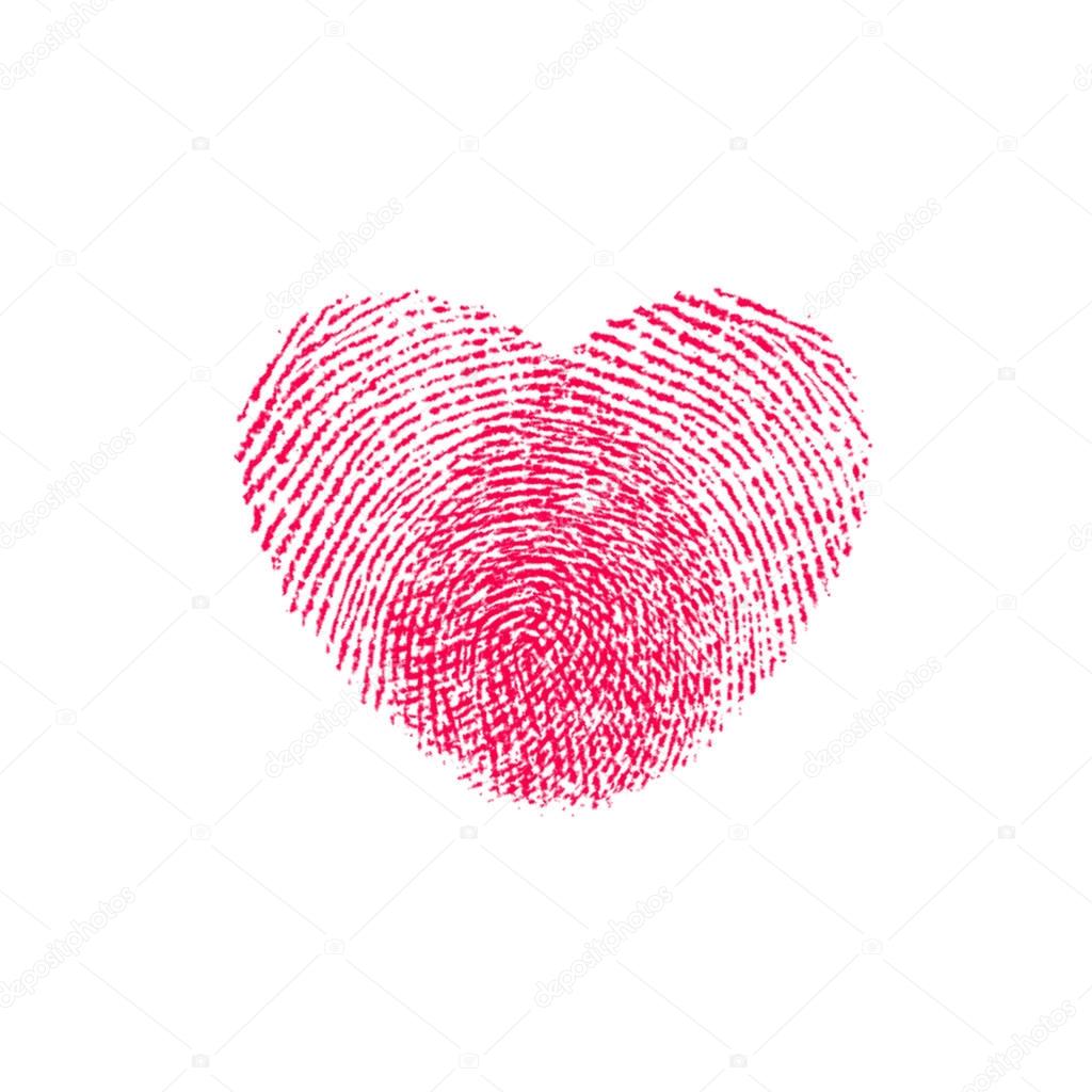 The fingerprints in the form of heart.