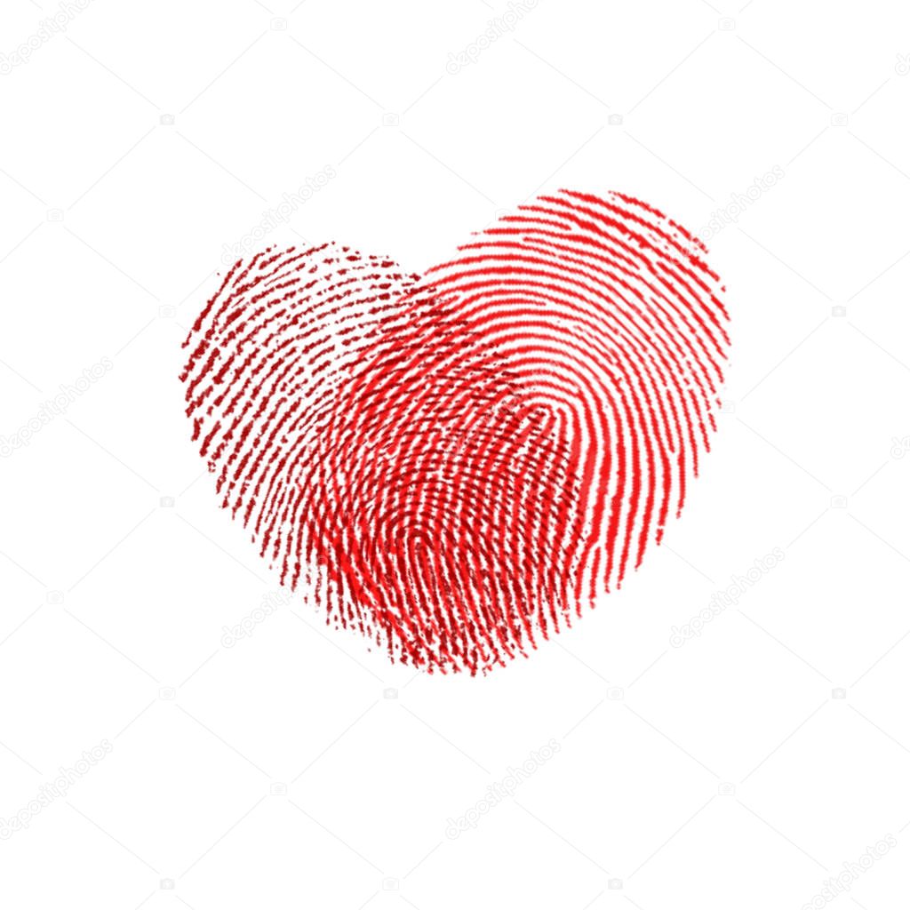 The fingerprints in the form of heart.