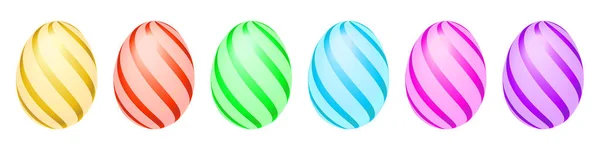 Kolor Easter Eggs Stoją Rzędzie Białym Tle — Zdjęcie stockowe