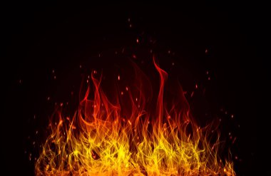 siyah arka plan üzerine alev alev yanan alevler