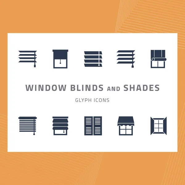 Los iconos del glifo vectorial establecen persianas y tonos de ventana — Vector de stock