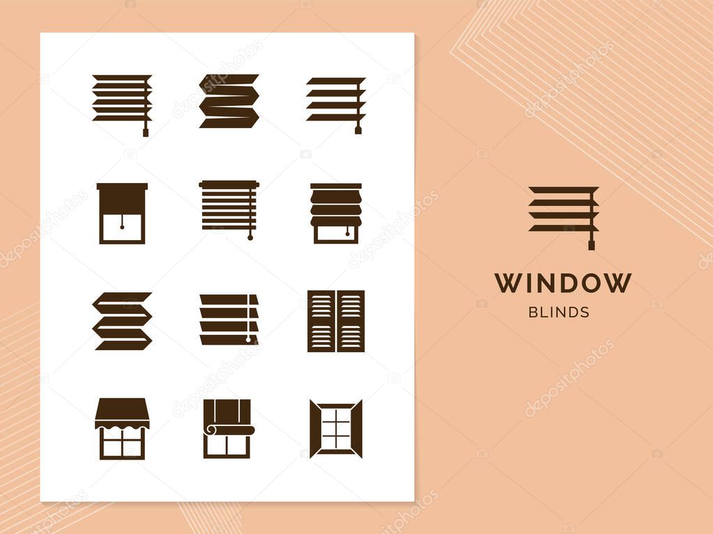 Vector isolated icons set of window blinds vector glyph icons.