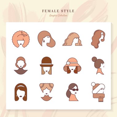 Beyaz arkaplanda iki renkte izole edilmiş kadın ve kız çocuklarının doğrusal vektör siluetleri.