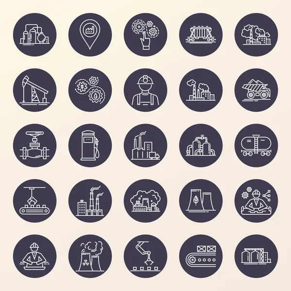A large vector set of industry icons and production in a linear style. — ストックベクタ