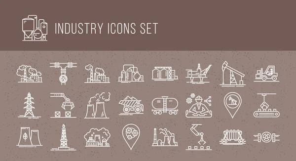 A large vector set of industry icons and production in a linear style. — ストックベクタ