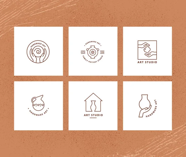 Векторное оформление визитной карточки с логотипом художественной студии, керамической или керамической студии — стоковый вектор