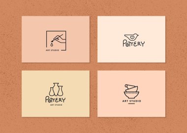 Sanat stüdyosu, çömlekçilik ya da seramik stüdyo logosu olan kartvizitin vektör düzeni