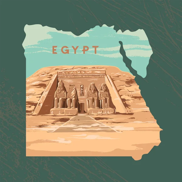 De grote tempel van Aboe Simbel, Egypte. — Stockvector