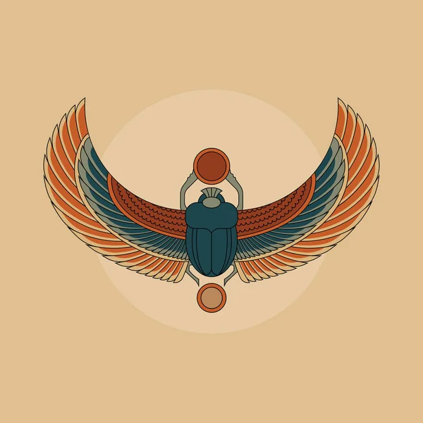 Colorida ilustración del escarabajo escarabajo egipcio, personificando al dios Hepri . — Archivo Imágenes Vectoriales