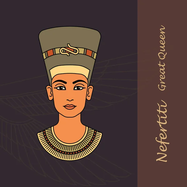 Una imagen vectorial de color de la reina de Egipto Nefertiti perfil aislado sobre un fondo . — Archivo Imágenes Vectoriales