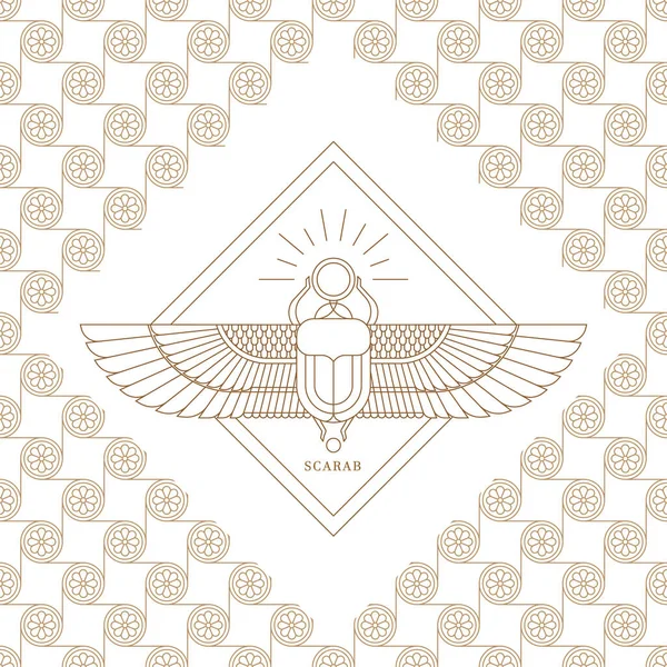 Vektor illusztráció az egyiptomi szkarabeusz bogár, megszemélyesítve az isten Khepri. — Stock Vector