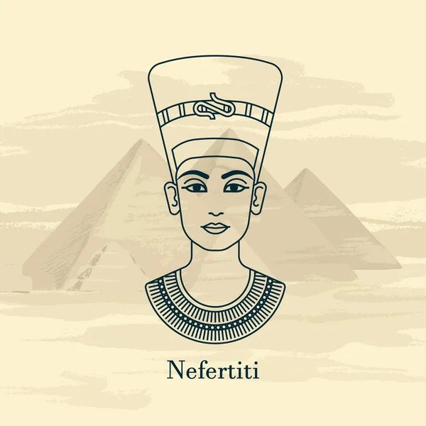 Eine Vektorillustration des Nofretete-Profils der Königin von Ägypten. — Stockvektor