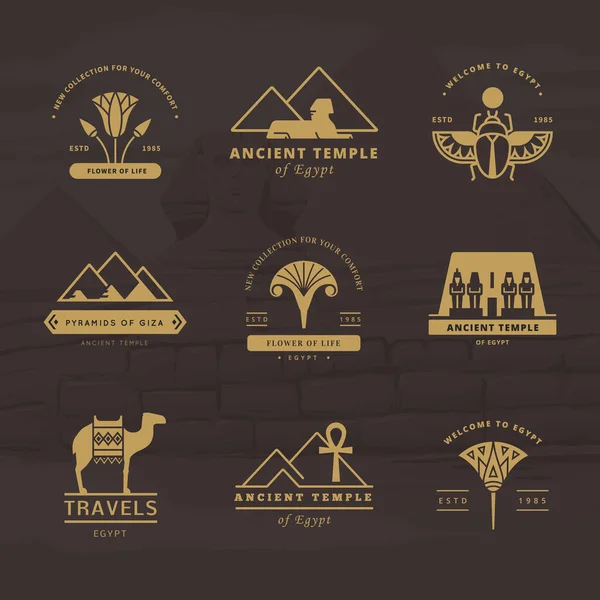 Una gran colección de logos vectoriales sobre viajes, Egipto y temas abstractos . — Archivo Imágenes Vectoriales