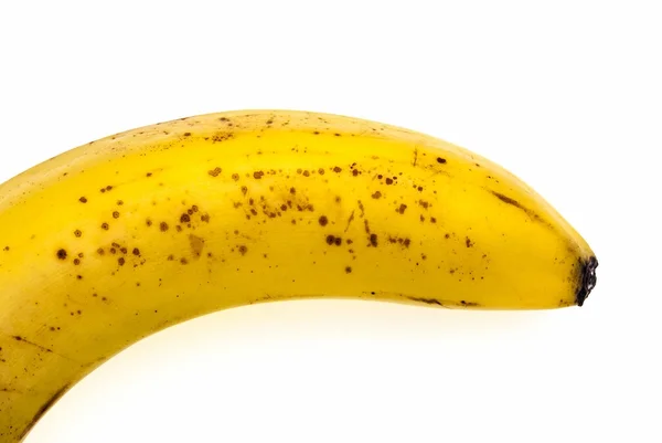 Μία ώριμη μπανάνα απομονωμένη σε λευκό φόντο — Φωτογραφία Αρχείου