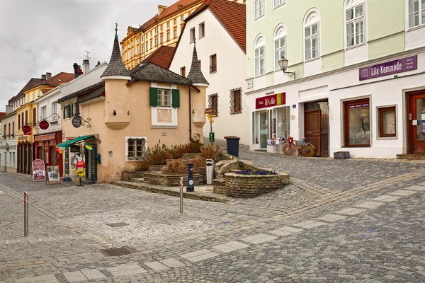 Square Rathausplatz in the town of Melk. Lower Austria. — Stock Photo, Image