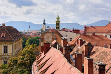 Graz, Avusturya eski şehir merkezinin görünümü.