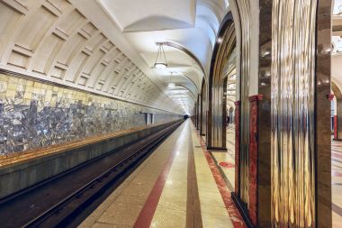Metro İstasyonu Mayakovskaya. Moscow, Rusya Federasyonu