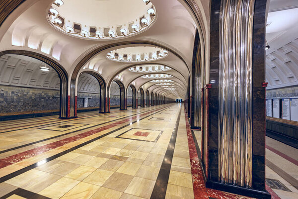  Metro station Mayakovskaya. Moscow, Russia