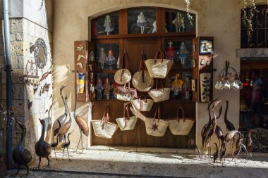 Storefront with handmade goods. The Town Of Besalu, Spain clipart