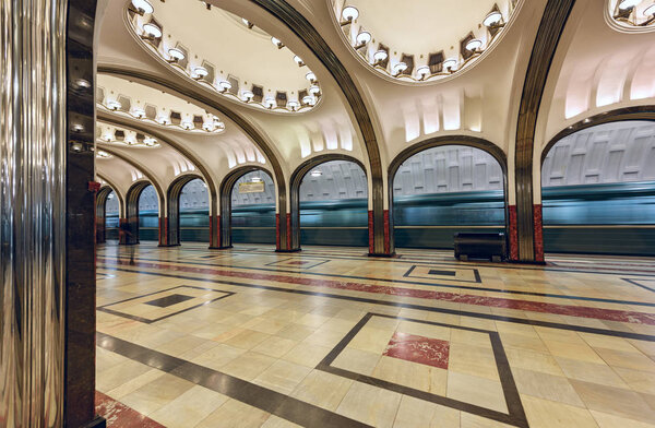 Metro station Mayakovskaya, opened 1938. Moscow, Russia