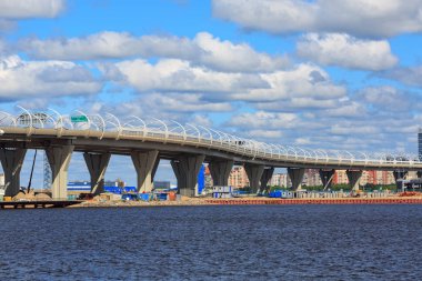 Neva yuvasından karayolu Batı yüksek hızlı çapı görüntüleyin. Saint Petersburg, Rusya Federasyonu
