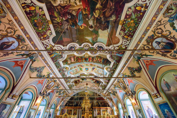 Interior of the Church Of St. Sergius (Refectory church). Trinity Lavra of St. Sergius, Sergiev Posad, Russia