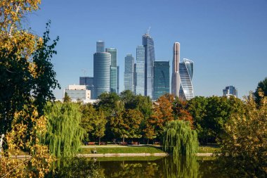 Moskova / Rusya - 1 Mayıs 2017. Bir yaz sabahı Moskova Uluslararası İş Merkezi 