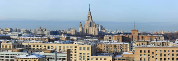 Vista Panorâmica Distrito Sudoeste Moscou Com Edifício Principal Universidade Estadual — Fotografia de Stock