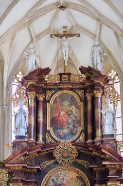 Znojmo, Çek Cumhuriyeti, Avrupa'nın tarihi merkezindeki St. Nicholas Kilisesi'nin iç.