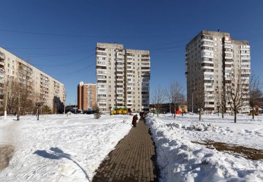 Semtte kışın. Balashikha kasaba, Moscow region, Rusya Federasyonu.