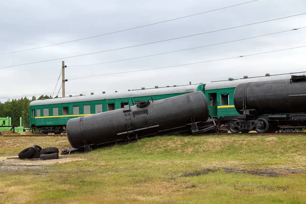 Wreckage of the trains. Noginsk, Moscow region, Russia. — Stock Photo, Image