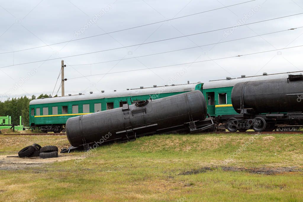 Wreckage of the trains. Noginsk, Moscow region, Russia.