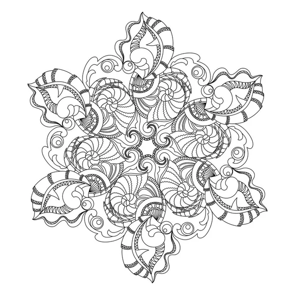 Анотація круглого орнаменту з мушлі і щупальця — стоковий вектор