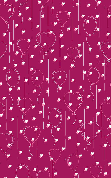Seamless pattern with balloons in the form of ovals and hearts o