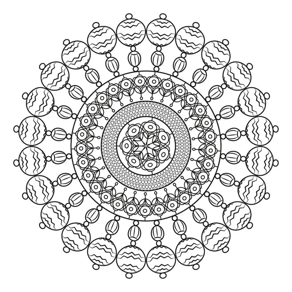 Круглий орнамент зі стилізованими квітами і маракасами в Східній — стоковий вектор