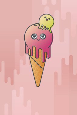 Dondurma koni düz tarzında yapılmış bir canavar şeklinde