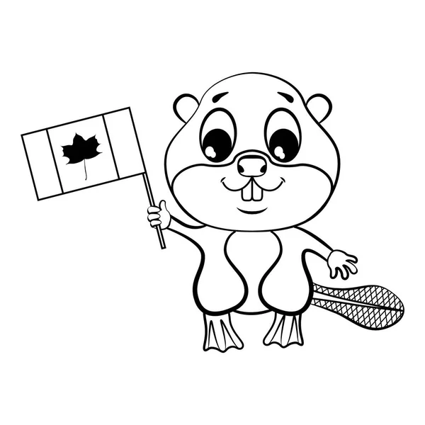 Kunduz Kanada bayrağı ile. Boyama — Stok Vektör