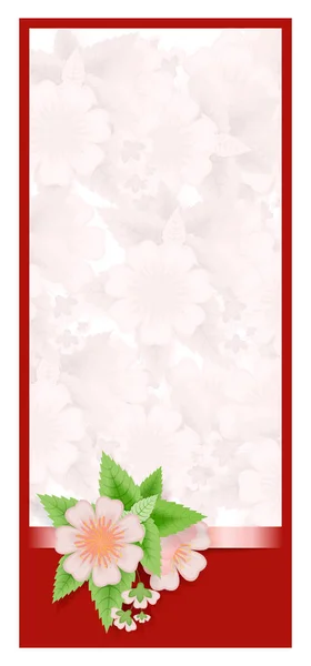 Frame sjabloon met lint, bloemen en bladeren. Floral pagina — Stockvector