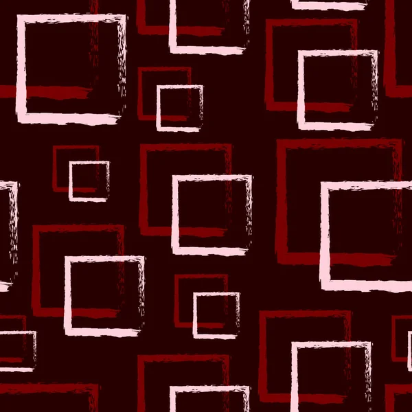 Jednolity wzór kwadraty różowe i czerwone na bordowym tle d — Wektor stockowy