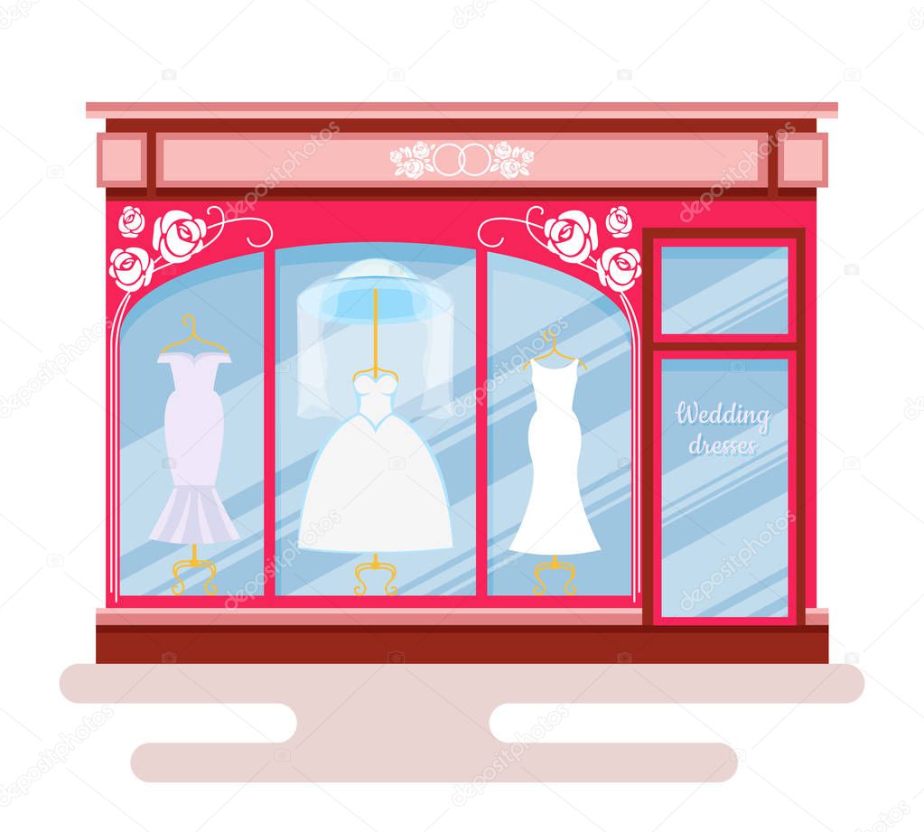 Shop for wedding dresses. Style building flat with the dresses i